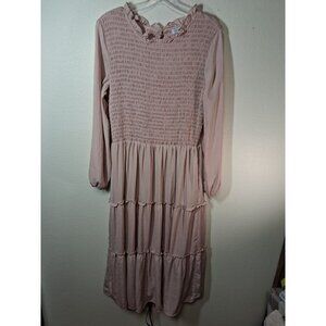 Sweet Salt Dress Business Casual Maxi Cottage Boho Prairie Pink Size 12